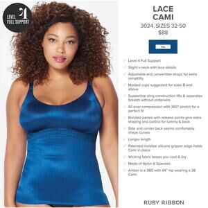 Brand New Ruby Ribbon Women's Size 32 Blue Lace Cami Shaping Top